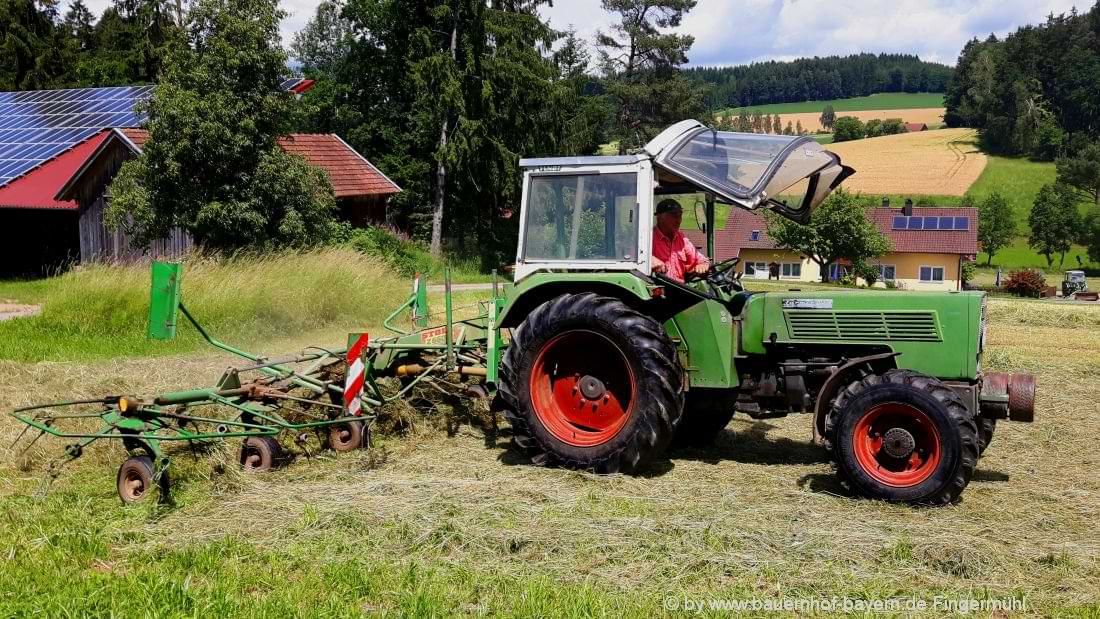 Mitfahren am Traktor auf dem Bauernhof Fingermühl